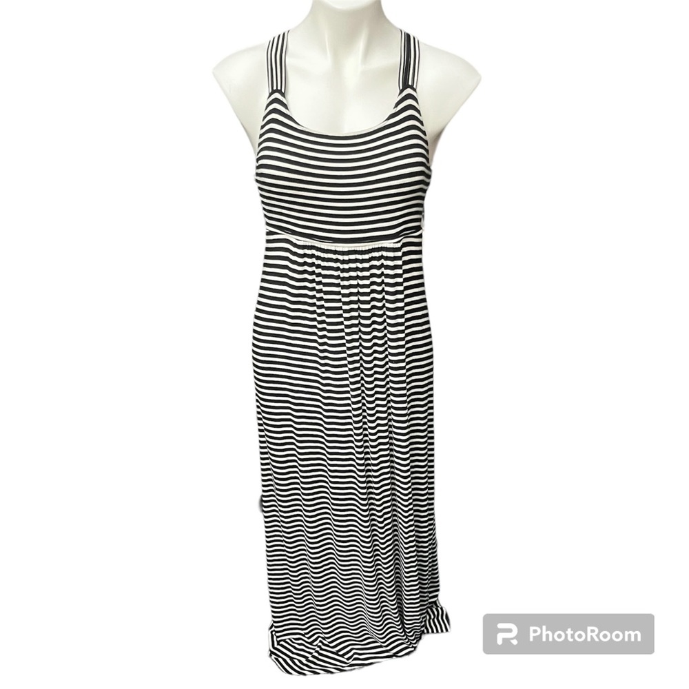 Calvin Klein Navy Blue & White Stripe Maxi Dress - Size 6
